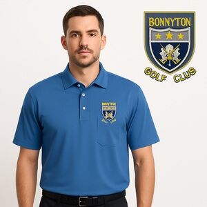 Vintage 1950s Bonnyton Golf Club Scotland Blue Collared Golf Shirt